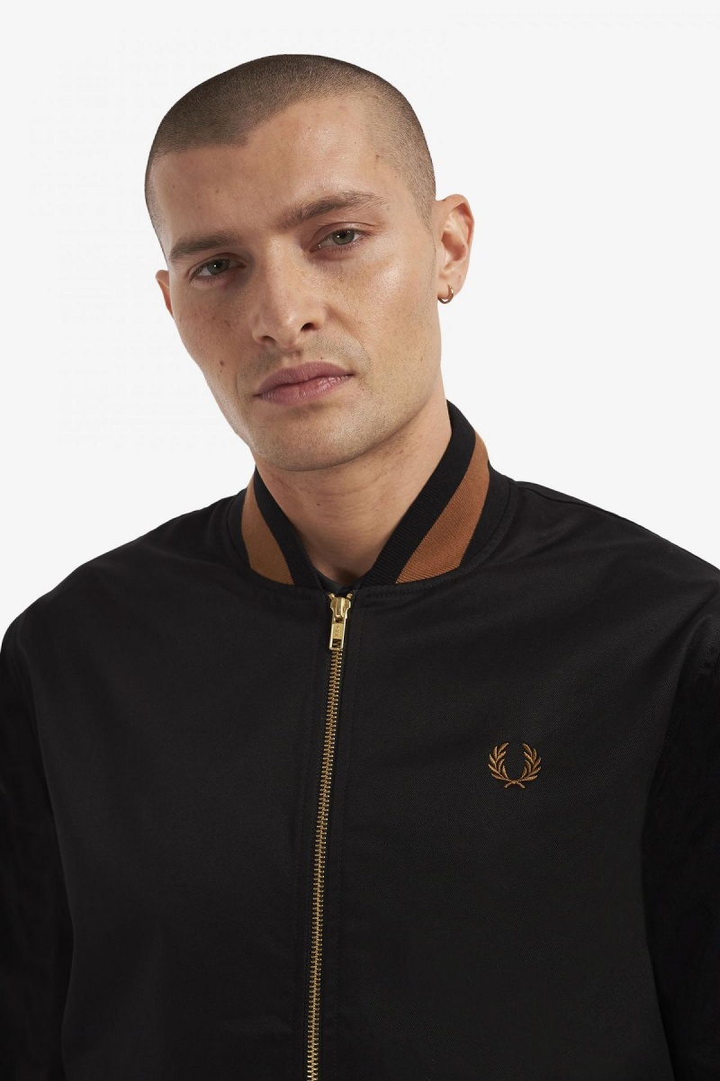 Fred Perry Tennis Bomber Mäntel Herren Schwarz | CHJBT91828