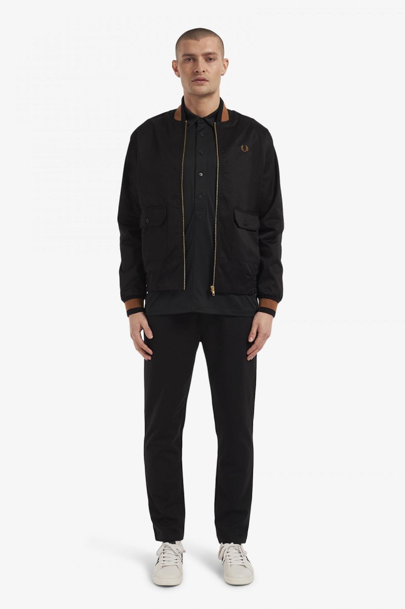 Fred Perry Tennis Bomber Mäntel Herren Schwarz | CHJBT91828