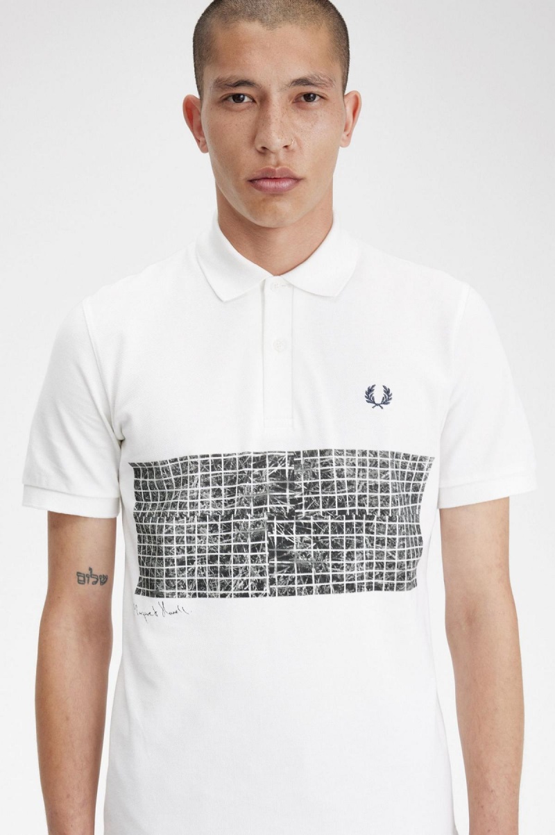 Fred Perry Tennis Print Fred Perry Shirt Polo Shirts Herren Weiß | PCHER35909