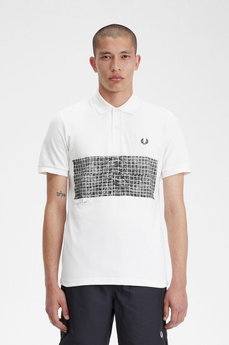 Fred Perry Tennis Print Fred Perry Shirt Polo Shirts Herren Weiß | PCHER35909