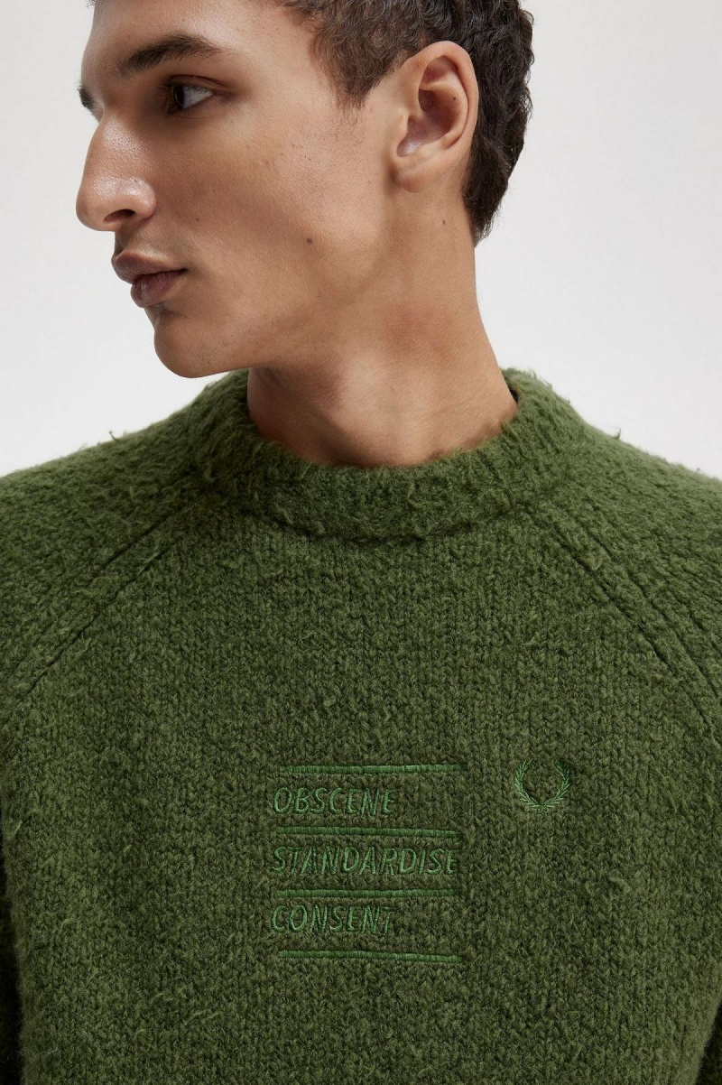 Fred Perry Textured Gestrickt Jumper Strickwaren Herren Chive | LCHSX73142
