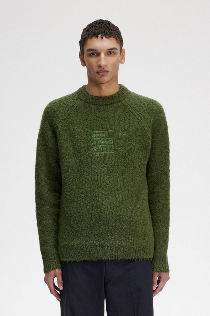 Fred Perry Textured Gestrickt Jumper Strickwaren Herren Chive | LCHSX73142