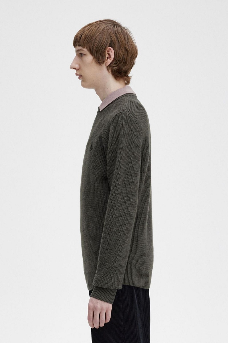Fred Perry Textured Lambswool Jumper Strickwaren Herren Grün | CHNEJ40074
