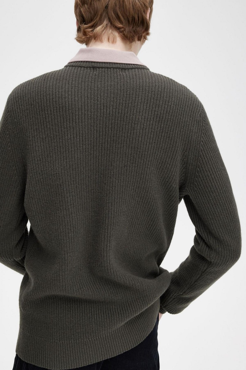 Fred Perry Textured Lambswool Jumper Strickwaren Herren Grün | CHNEJ40074