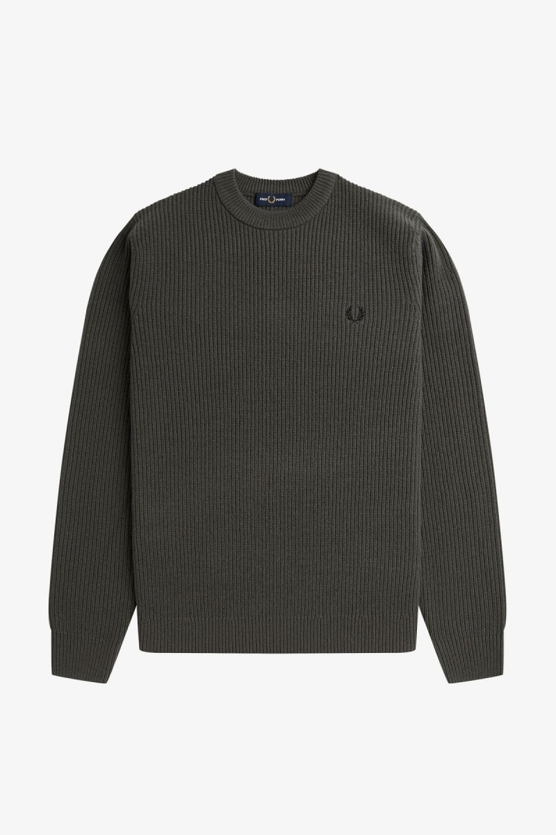 Fred Perry Textured Lambswool Jumper Strickwaren Herren Grün | CHNEJ40074