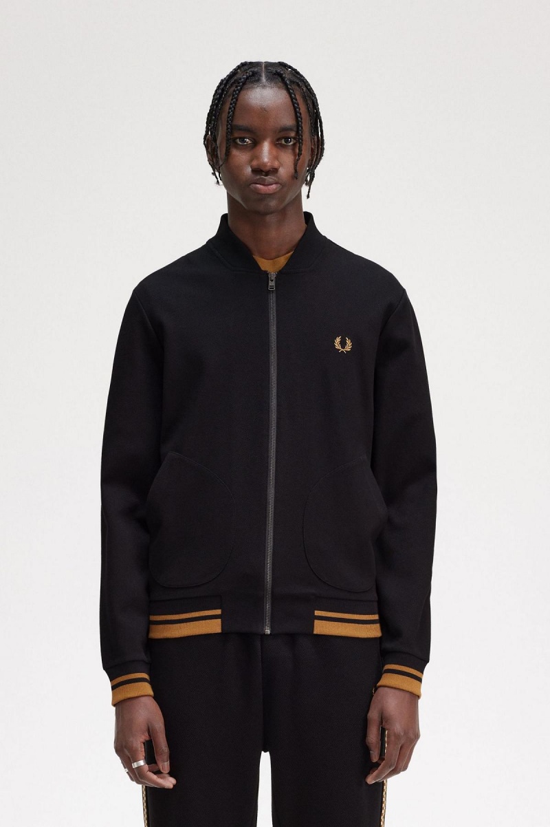 Fred Perry Tipped Detail Trainingsjacke Herren Schwarz | ACHWC44379