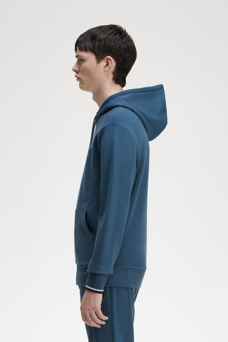 Fred Perry Tipped Mit Kapuze Sweatshirts Herren Blau | CHDYB14593