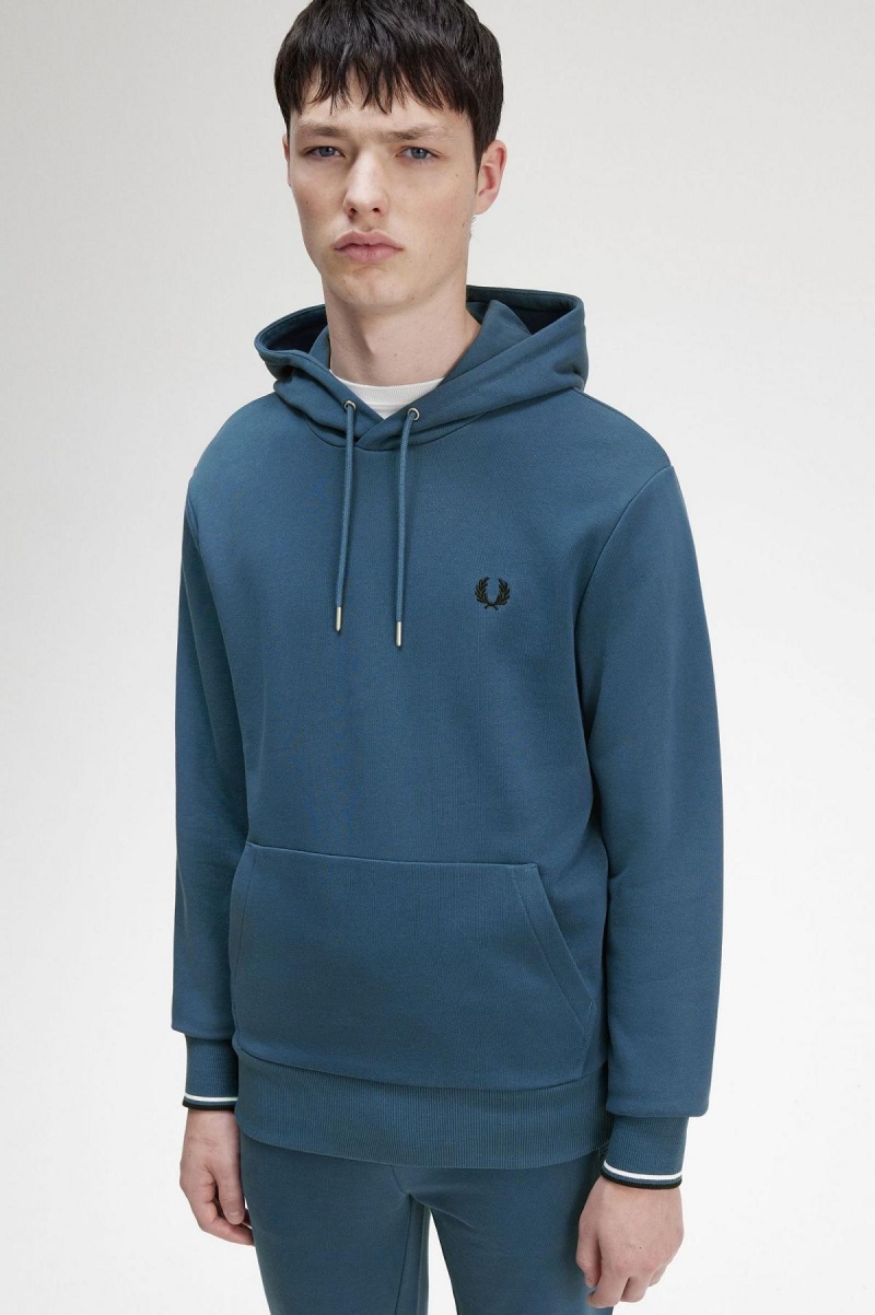 Fred Perry Tipped Mit Kapuze Sweatshirts Herren Blau | CHDYB14593