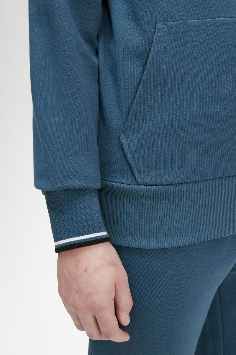 Fred Perry Tipped Mit Kapuze Sweatshirts Herren Blau | CHDYB14593