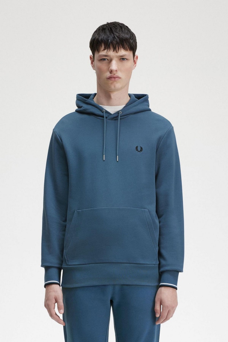 Fred Perry Tipped Mit Kapuze Sweatshirts Herren Blau | CHDYB14593