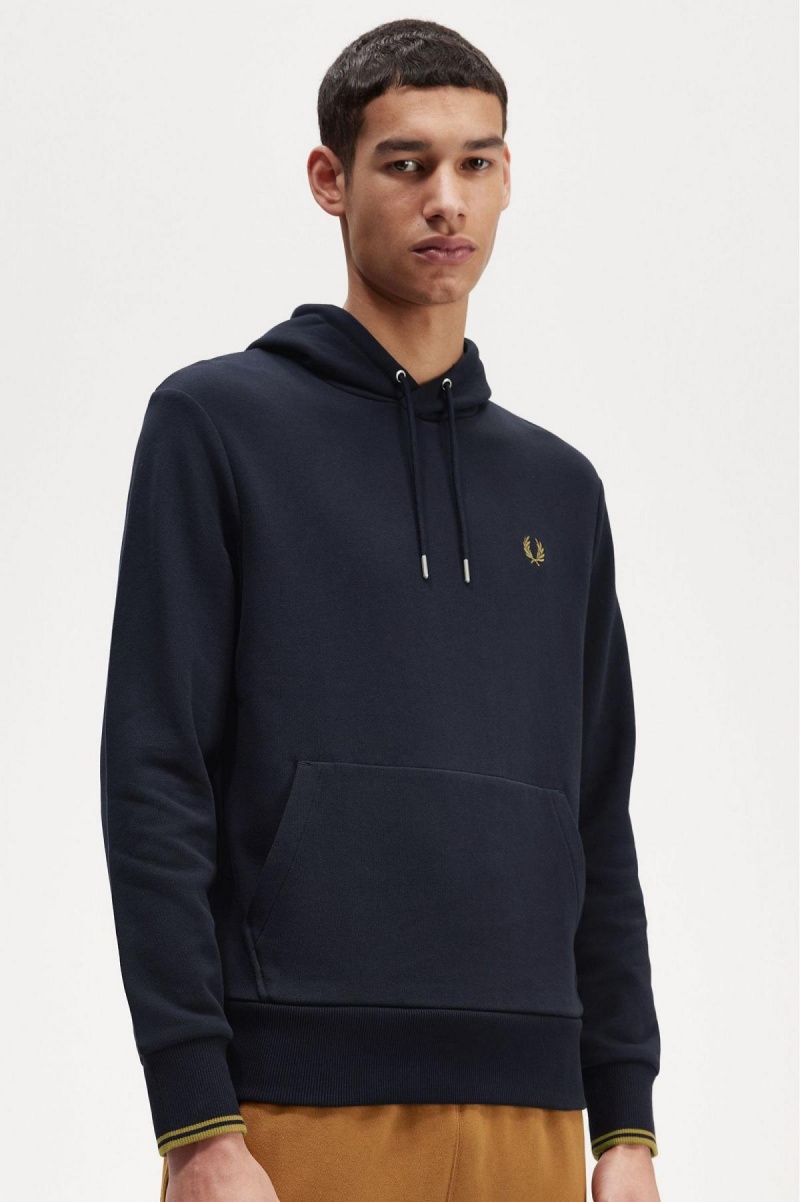 Fred Perry Tipped Mit Kapuze Sweatshirts Herren Navy Dunkel | GCHUC61852