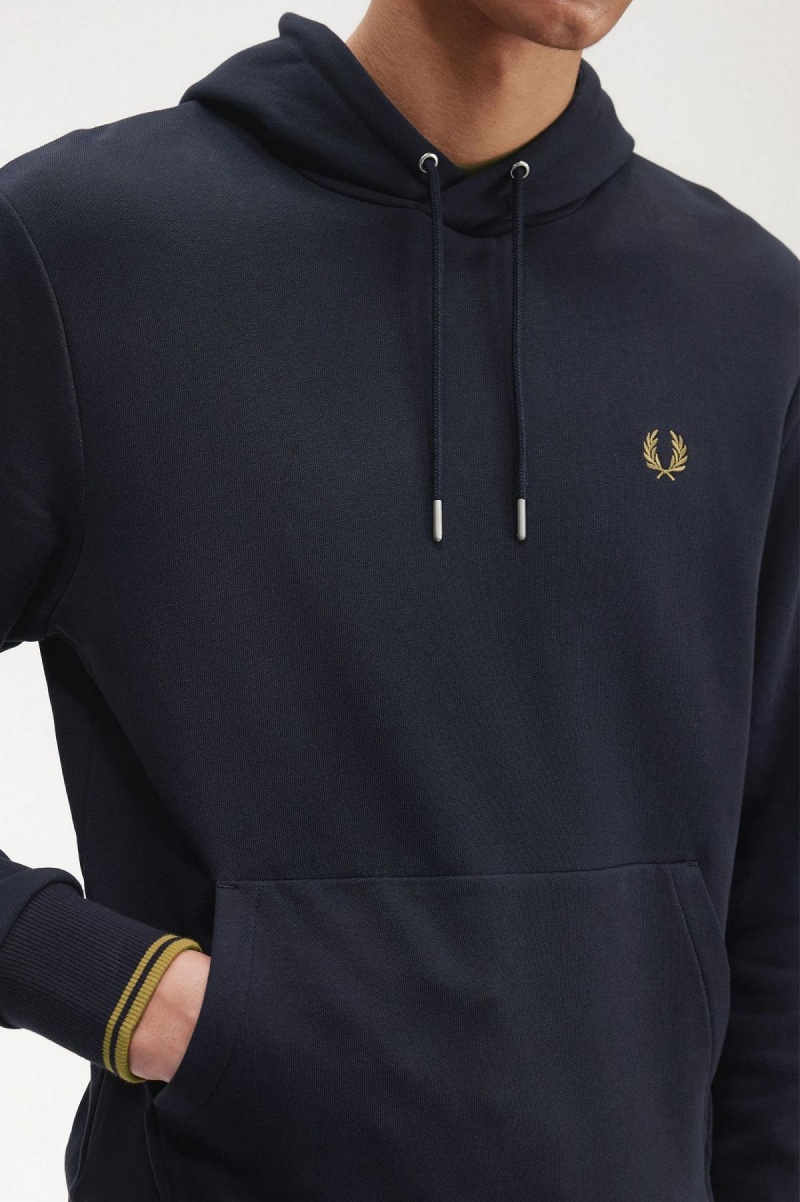 Fred Perry Tipped Mit Kapuze Sweatshirts Herren Navy Dunkel | GCHUC61852