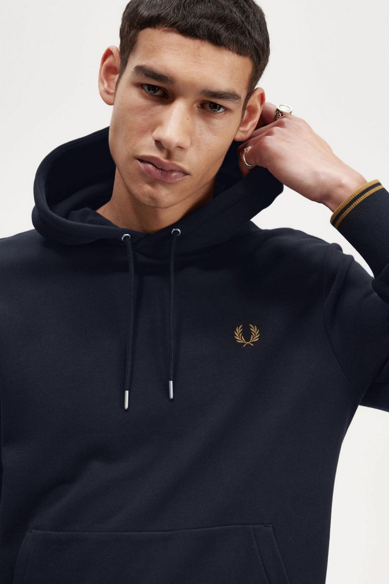 Fred Perry Tipped Mit Kapuze Sweatshirts Herren Navy Dunkel | GCHUC61852