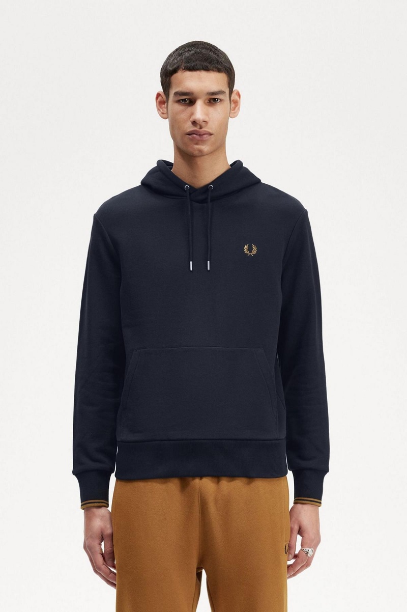 Fred Perry Tipped Mit Kapuze Sweatshirts Herren Navy Dunkel | GCHUC61852