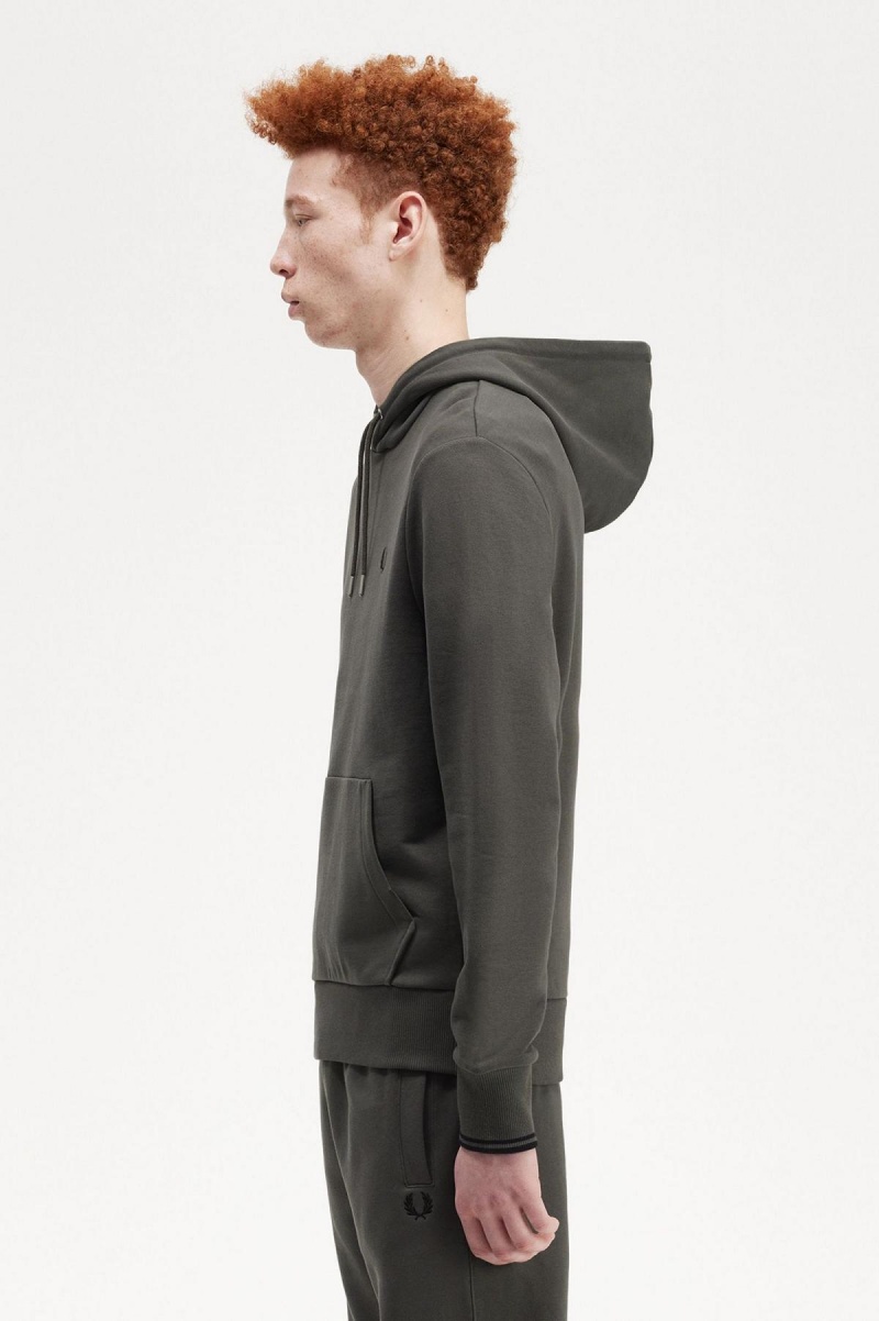 Fred Perry Tipped Mit Kapuze Sweatshirts Herren Grün | ACHDF35169