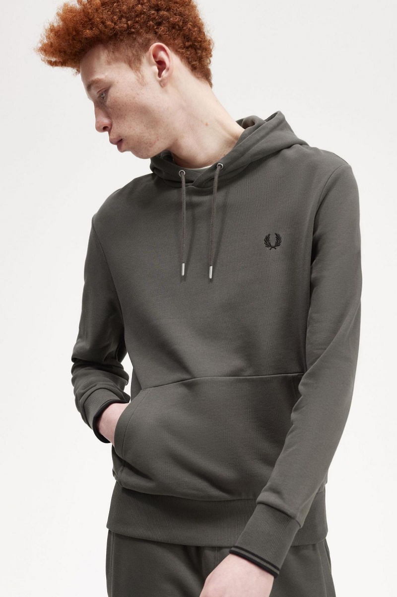 Fred Perry Tipped Mit Kapuze Sweatshirts Herren Grün | ACHDF35169