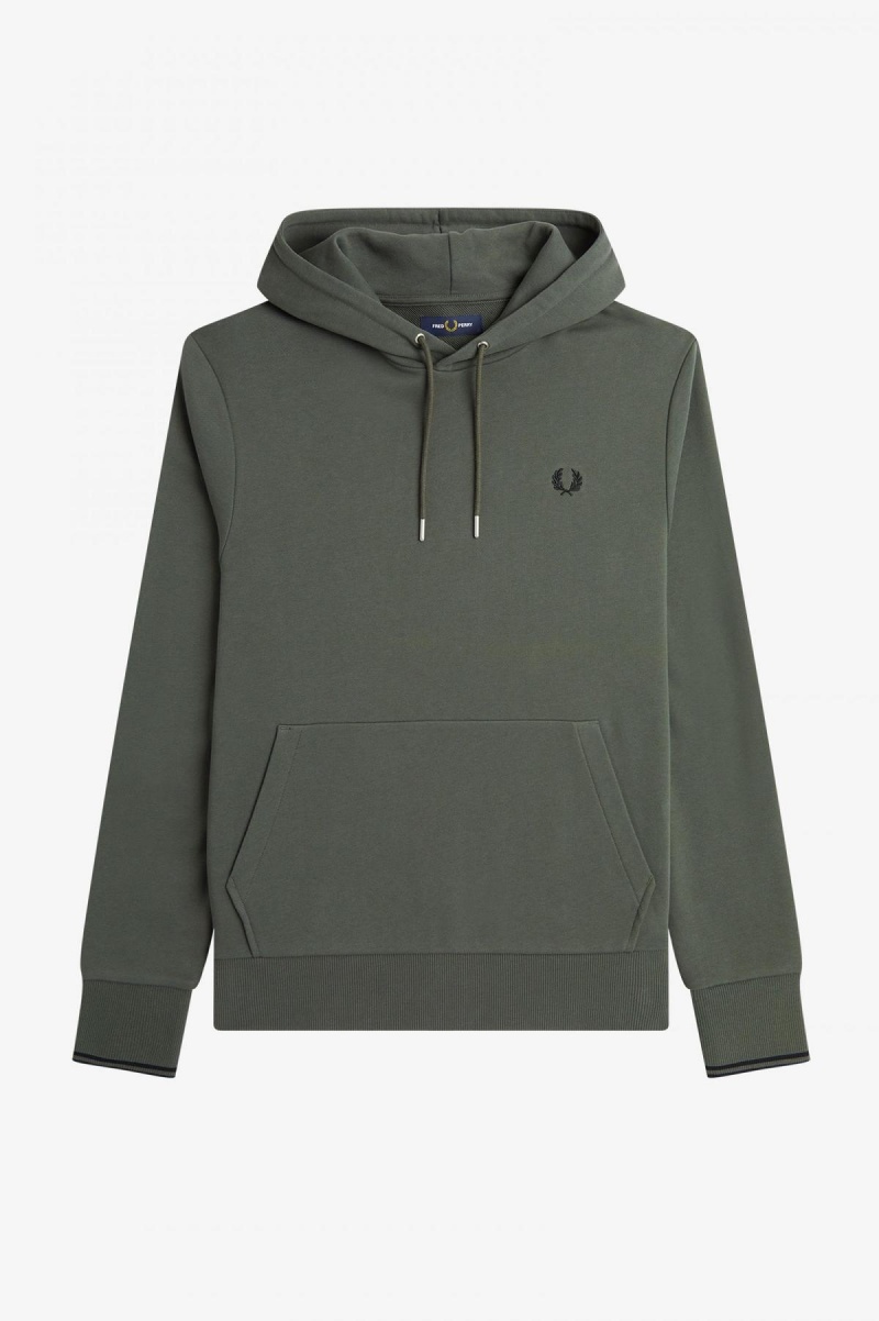 Fred Perry Tipped Mit Kapuze Sweatshirts Herren Grün | ACHDF35169