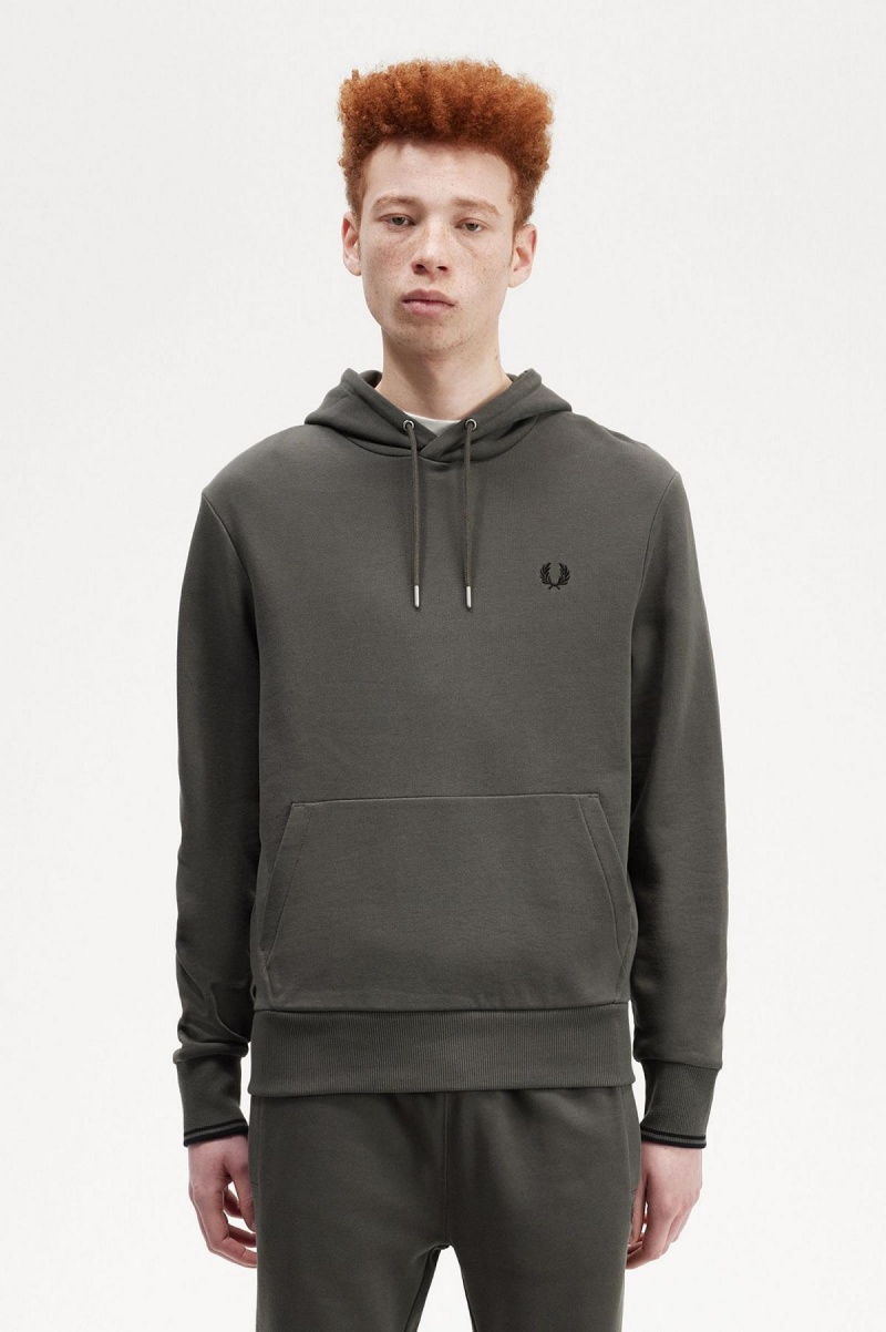 Fred Perry Tipped Mit Kapuze Sweatshirts Herren Grün | ACHDF35169