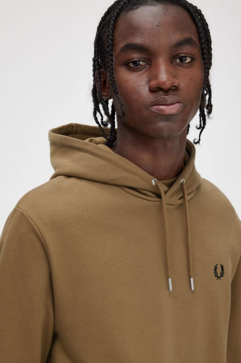 Fred Perry Tipped Mit Kapuze Sweatshirts Herren Shaded Stone / Burnt Tobacco | CHEGJ56817