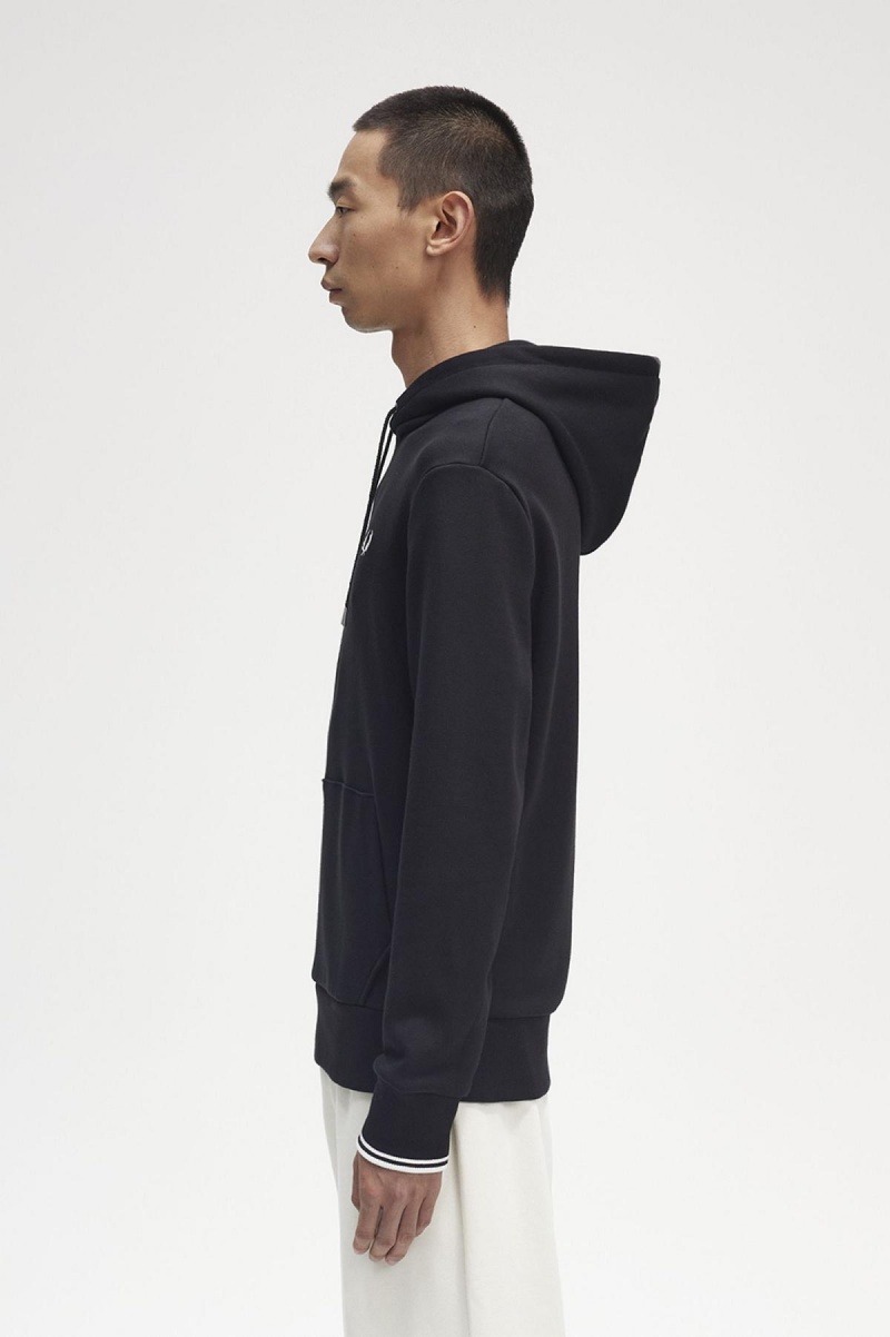 Fred Perry Tipped Mit Kapuze Sweatshirts Herren Schwarz | TCHWZ99935