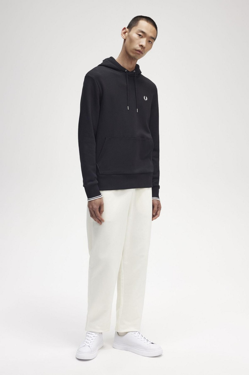 Fred Perry Tipped Mit Kapuze Sweatshirts Herren Schwarz | TCHWZ99935