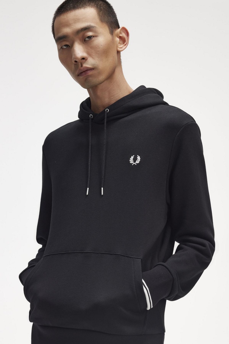 Fred Perry Tipped Mit Kapuze Sweatshirts Herren Schwarz | TCHWZ99935
