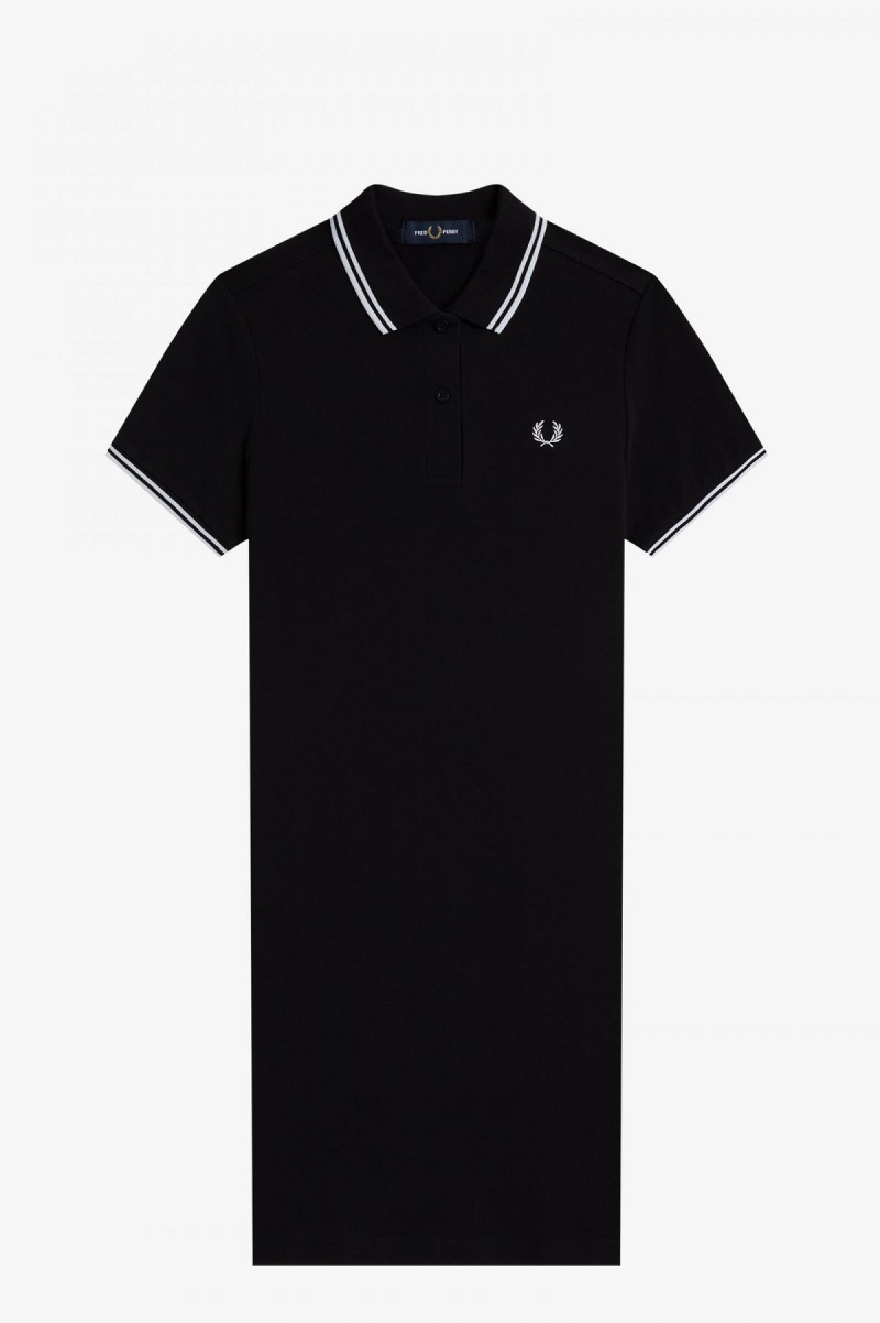 Fred Perry Twin Tipped Fred Perry Kleid Damen Schwarz | QCHWA73326