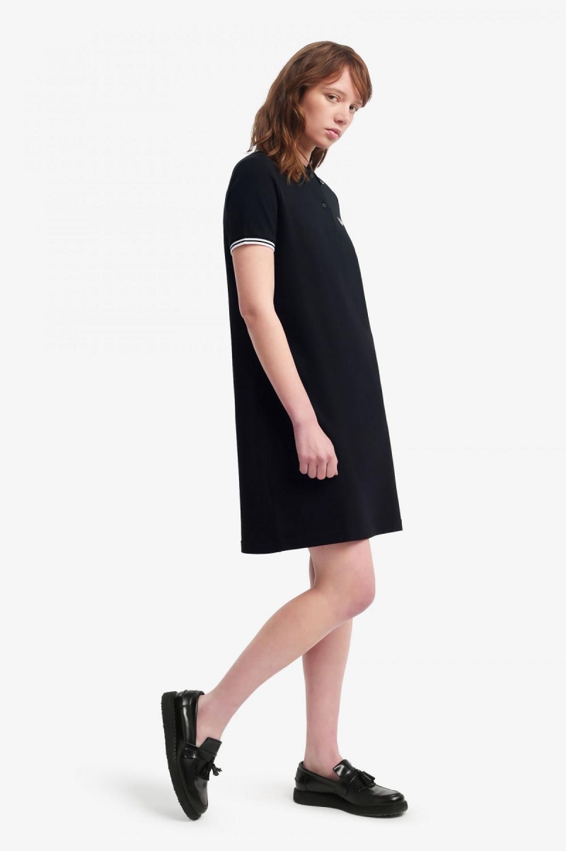 Fred Perry Twin Tipped Fred Perry Kleid Damen Schwarz | QCHWA73326