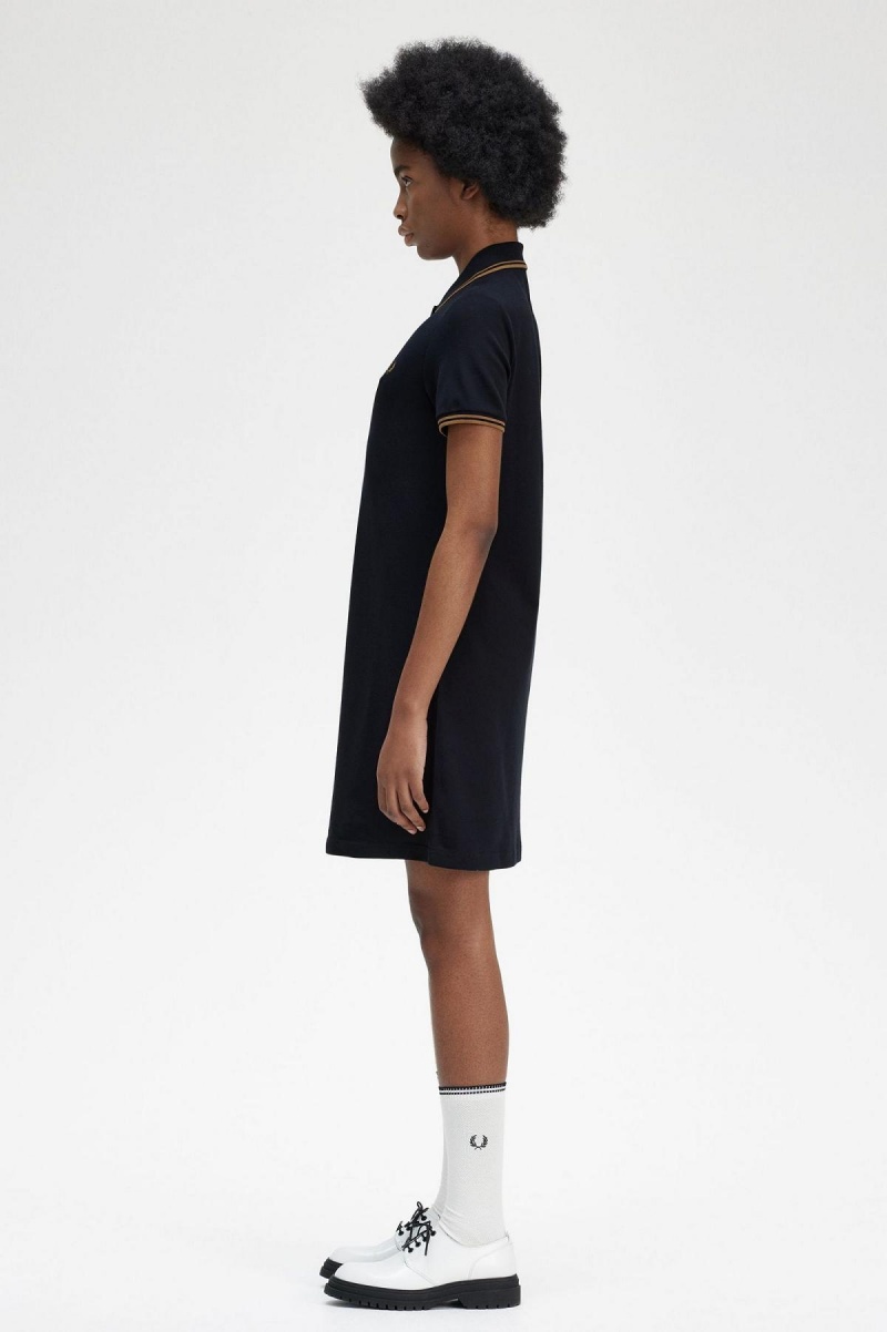 Fred Perry Twin Tipped Fred Perry Shirt Kleid Damen Navy | ACHDF56124