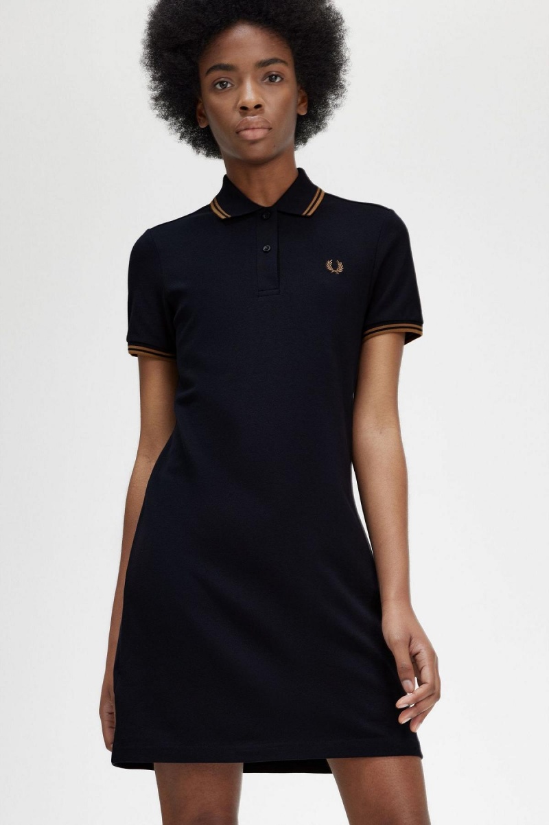 Fred Perry Twin Tipped Fred Perry Shirt Kleid Damen Navy | ACHDF56124