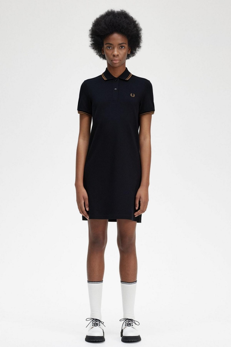 Fred Perry Twin Tipped Fred Perry Shirt Kleid Damen Navy | ACHDF56124