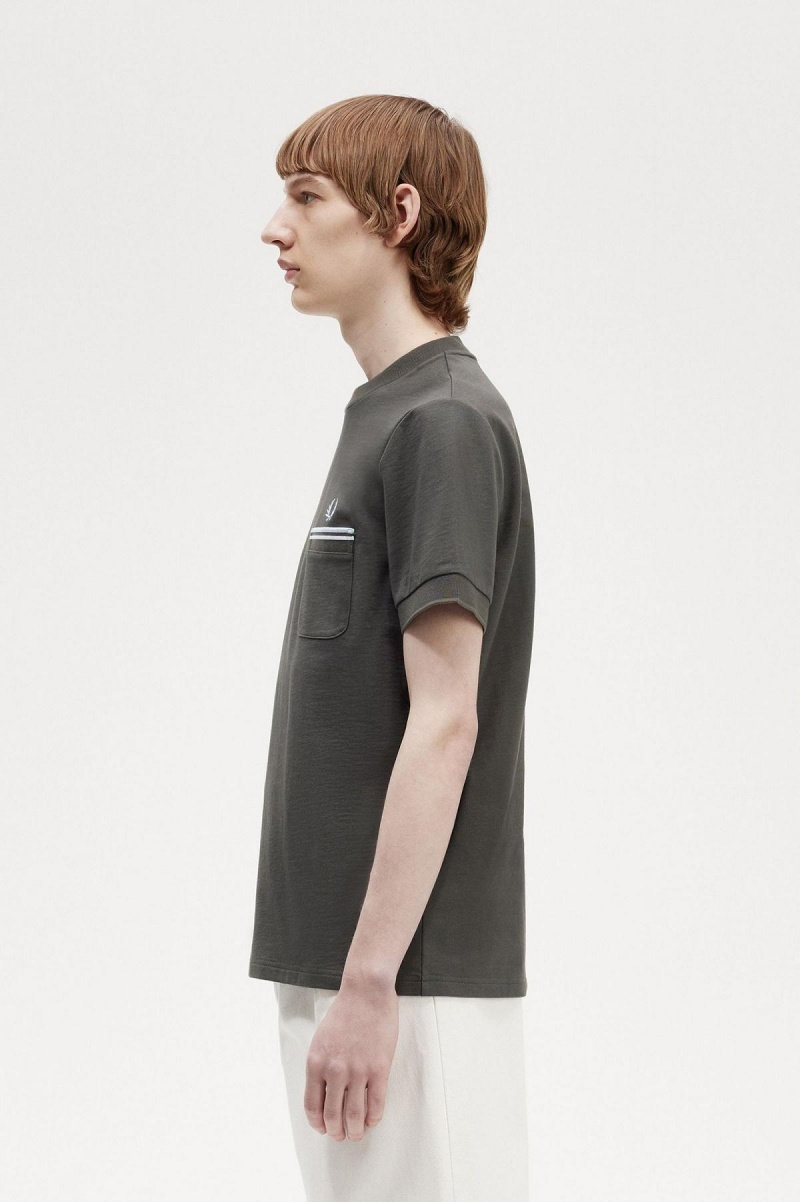 Fred Perry Twin Tipped Pocket T-shirts Herren Grün | CHJZR34487