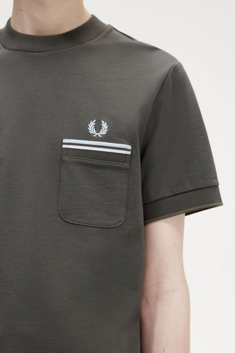 Fred Perry Twin Tipped Pocket T-shirts Herren Grün | CHJZR34487