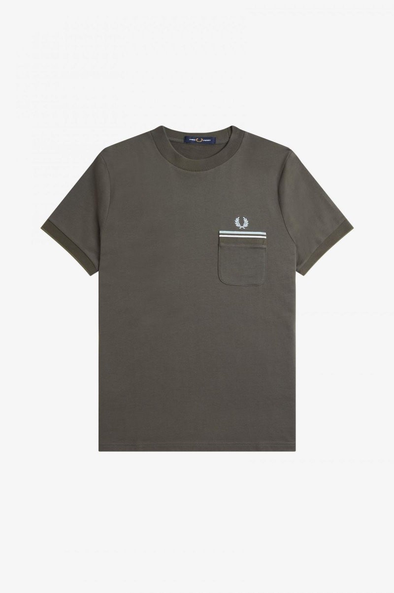 Fred Perry Twin Tipped Pocket T-shirts Herren Grün | CHJZR34487