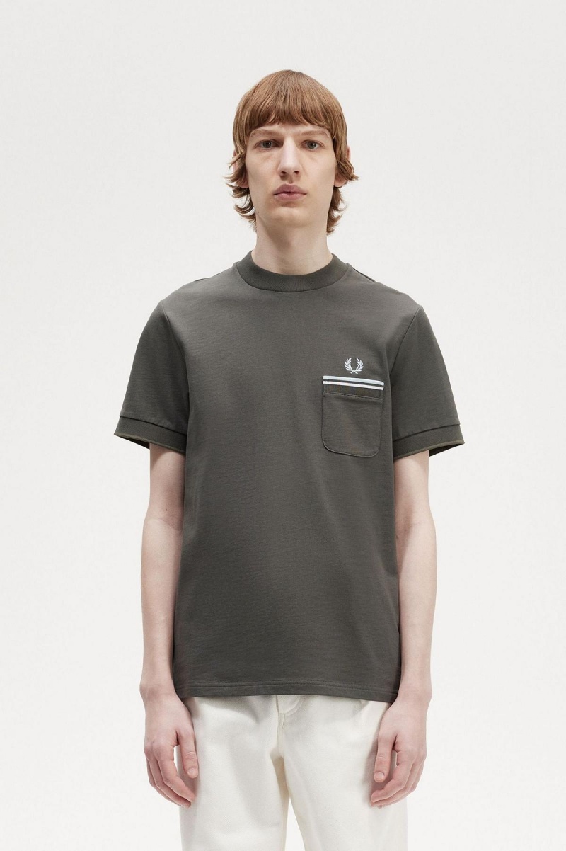 Fred Perry Twin Tipped Pocket T-shirts Herren Grün | CHJZR34487