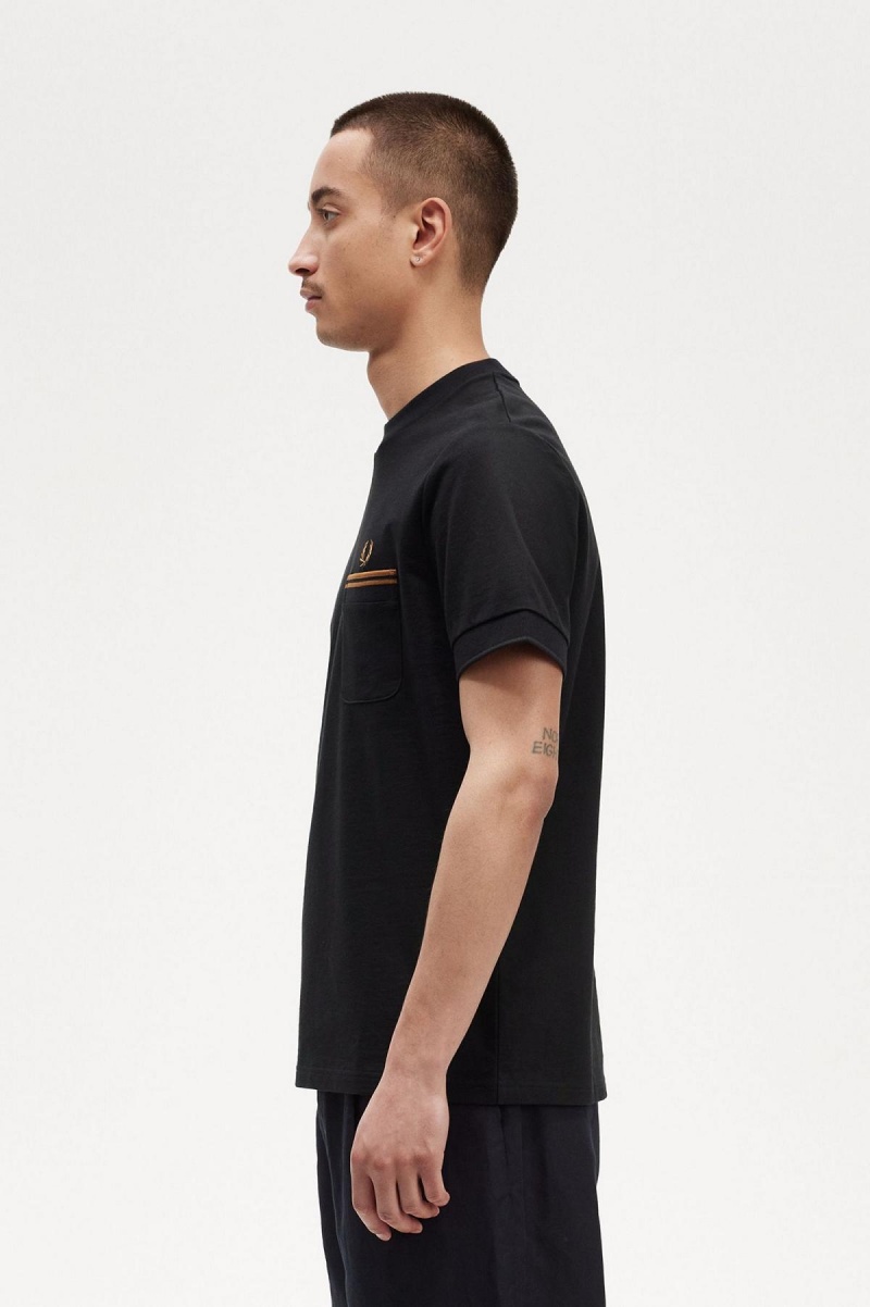 Fred Perry Twin Tipped Pocket T-shirts Herren Schwarz | UCHTG92678