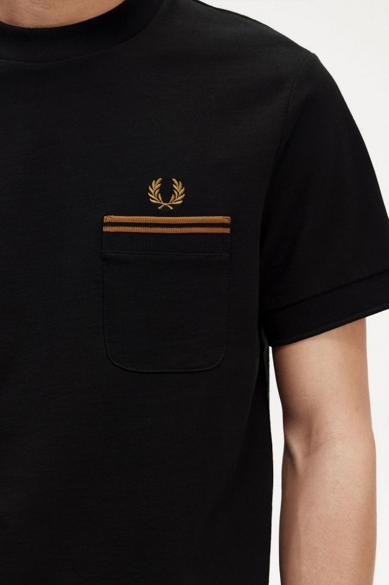 Fred Perry Twin Tipped Pocket T-shirts Herren Schwarz | UCHTG92678