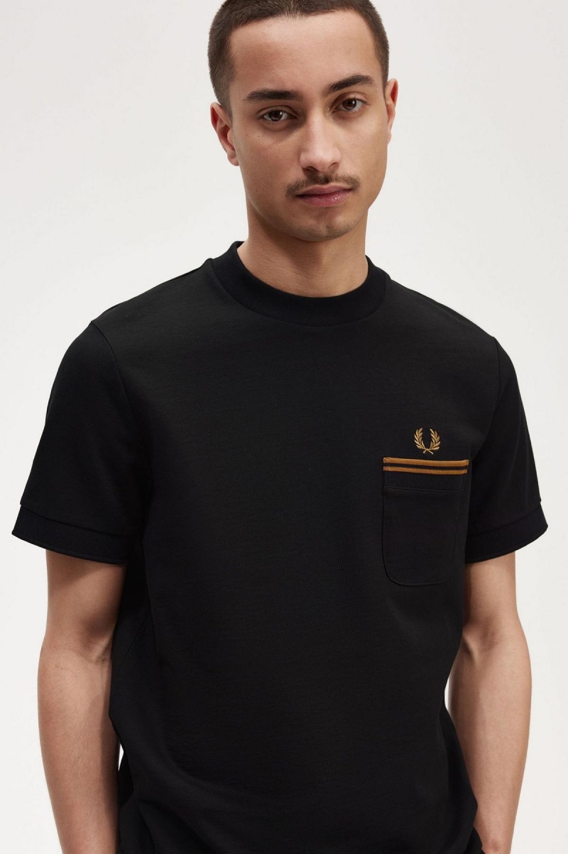 Fred Perry Twin Tipped Pocket T-shirts Herren Schwarz | UCHTG92678