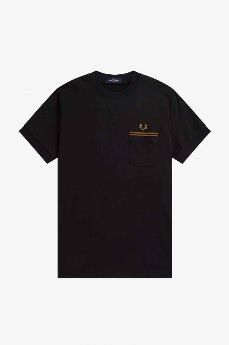 Fred Perry Twin Tipped Pocket T-shirts Herren Schwarz | UCHTG92678