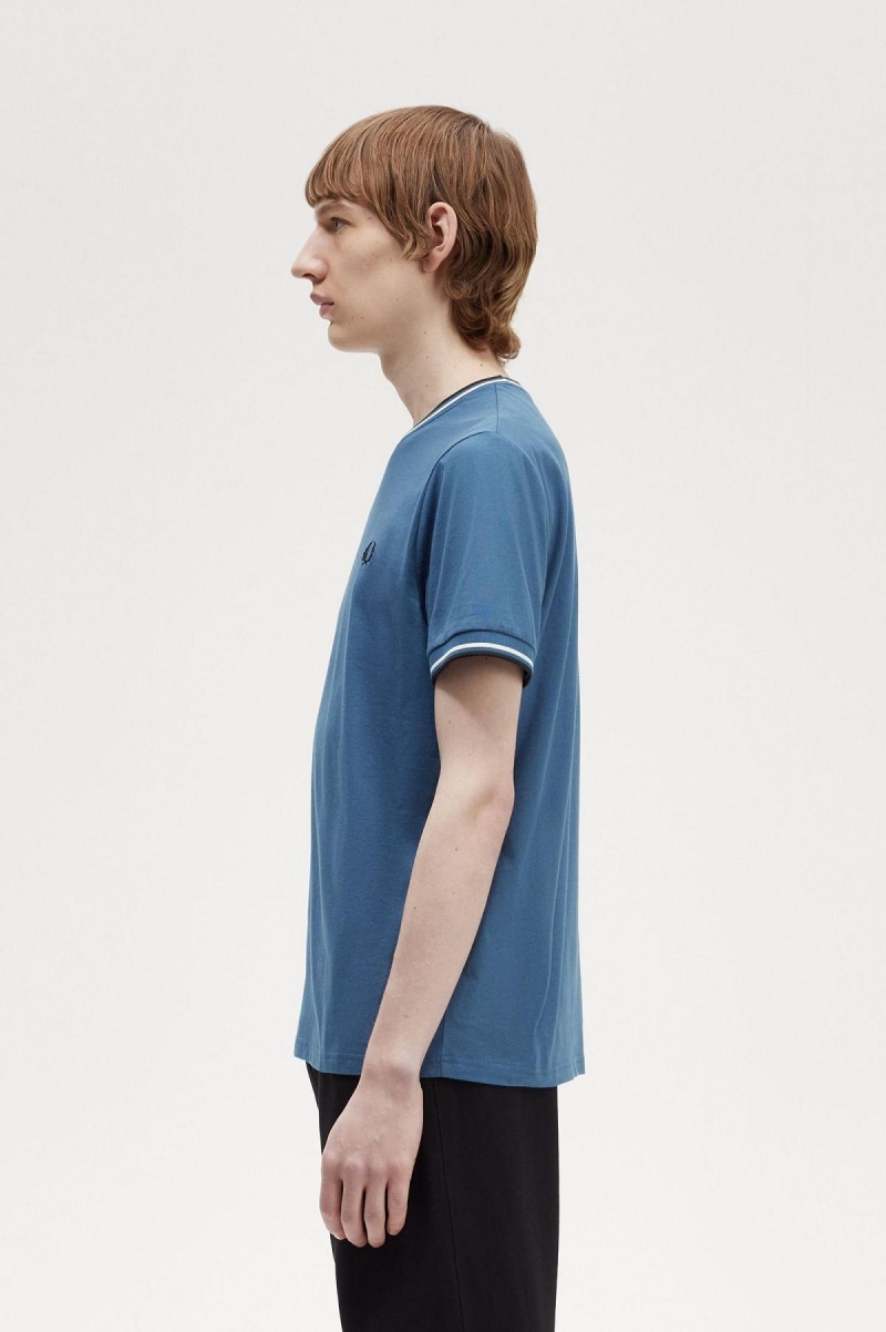 Fred Perry Twin Tipped T-shirts Herren Blau | TCHWZ31794
