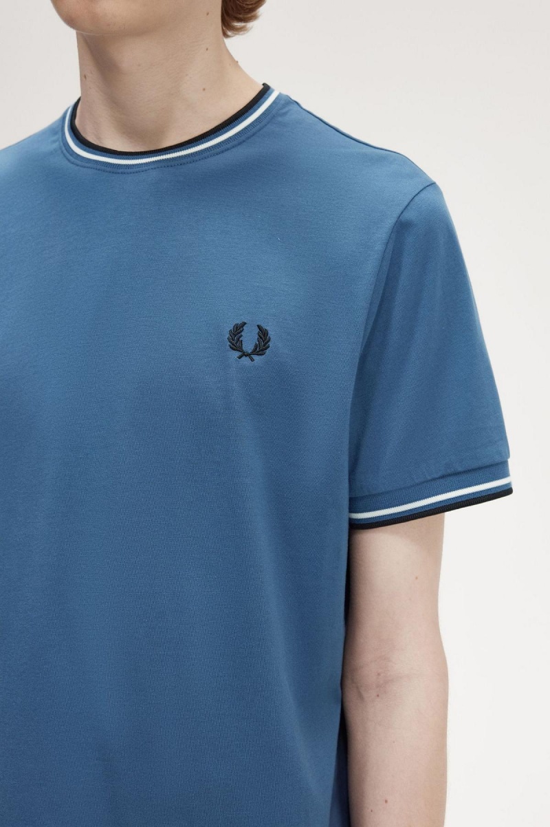 Fred Perry Twin Tipped T-shirts Herren Blau | TCHWZ31794