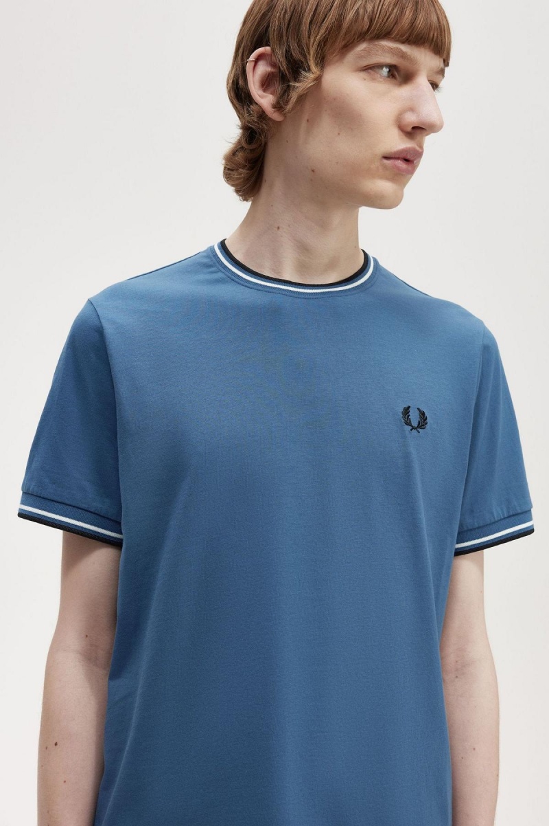 Fred Perry Twin Tipped T-shirts Herren Blau | TCHWZ31794