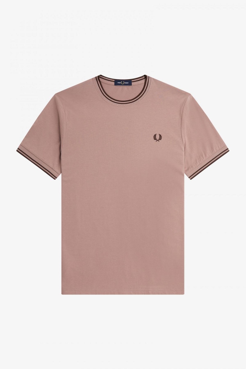 Fred Perry Twin Tipped T-shirts Herren Dunkelrosa Braun | BCHSO43075