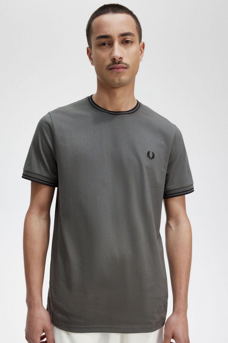 Fred Perry Twin Tipped T-shirts Herren Grün | BCHSD89518