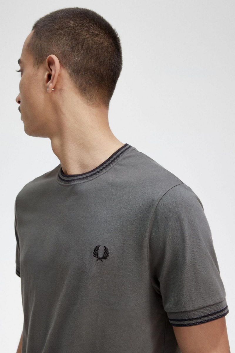 Fred Perry Twin Tipped T-shirts Herren Grün | BCHSD89518