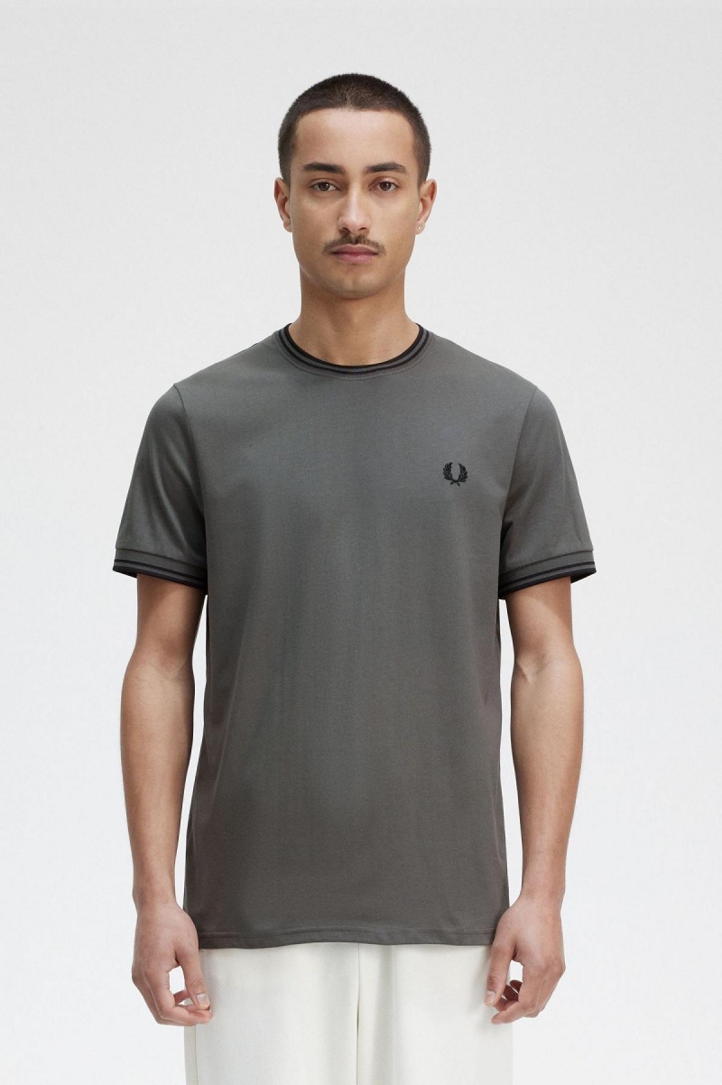 Fred Perry Twin Tipped T-shirts Herren Grün | BCHSD89518