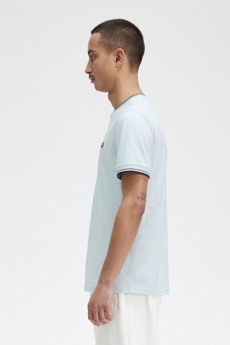Fred Perry Twin Tipped T-shirts Herren Hellgrün Schwarz | XCHGW28447