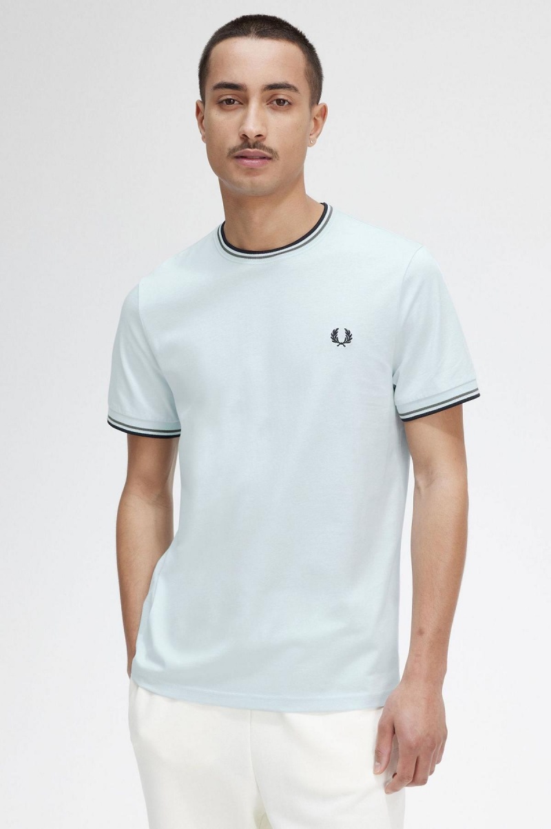 Fred Perry Twin Tipped T-shirts Herren Hellgrün Schwarz | XCHGW28447