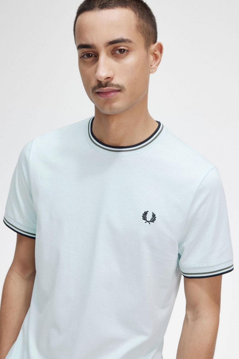 Fred Perry Twin Tipped T-shirts Herren Hellgrün Schwarz | XCHGW28447