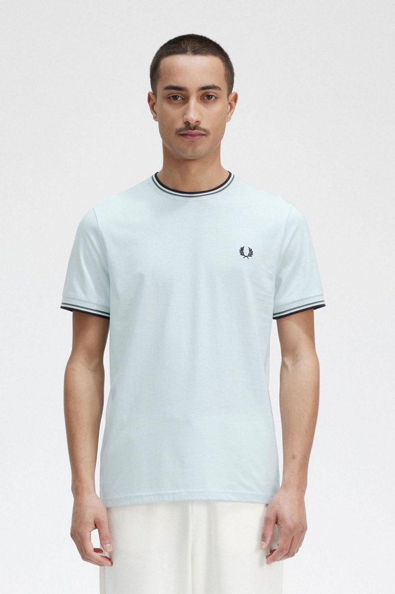 Fred Perry Twin Tipped T-shirts Herren Hellgrün Schwarz | XCHGW28447